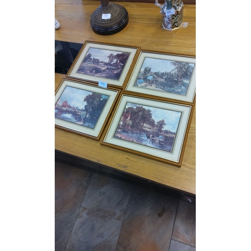 188 - Set of Four Framed Pastoral Prints: Countryside scenes, framed under glass.