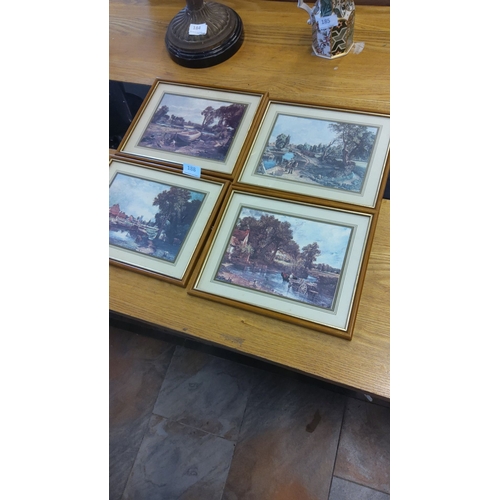 188 - Set of Four Framed Pastoral Prints: Countryside scenes, framed under glass.