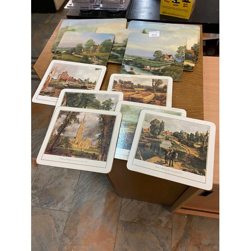 213 - 2 sets of vintage placemats feature serene pastoral landscape scenes. Durable, with vibrant artistry... 