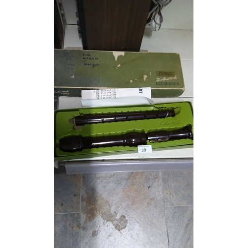 30 - Dolmetsch Tenor Recorder in original case, dark brown finish, from the mid-20th century.