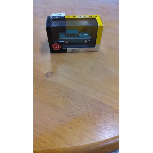 37 - Precision die-cast replica of a Triumph Herald, Gaydon 1996 in 1:43 scale. Comes in original packagi... 