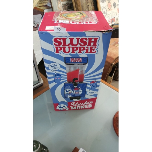 60 - Slush Puppie Slushie Maker, boxed. Iconic design, creates up to 1 liter of slush in minutes.