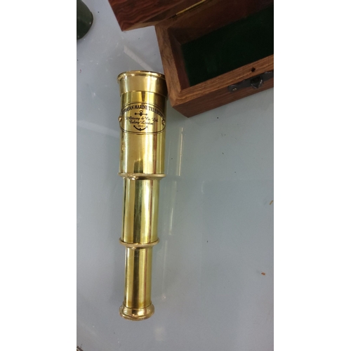 62 - Brass Victorian-style marine telescope, marked 