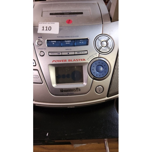 110 - Panasonic RX-ES25 Portable Stereo CD System features cassette, CD, and AM/FM tuner.