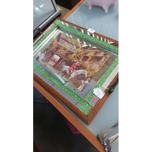 61 - 1940s Hunting scene mirrored tray