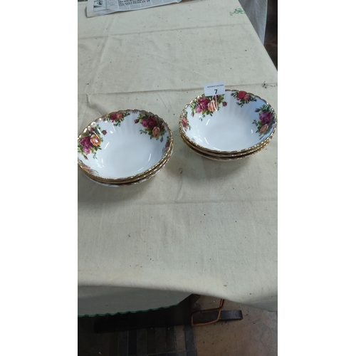 7 - Set of 6 Royal Albert “Old Country Roses” bone china dessert bowls, feature vibrant floral motifs an... 