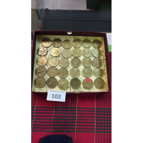 103 - Box lot of Irish 20-pence coins, featuring the iconic horse design.