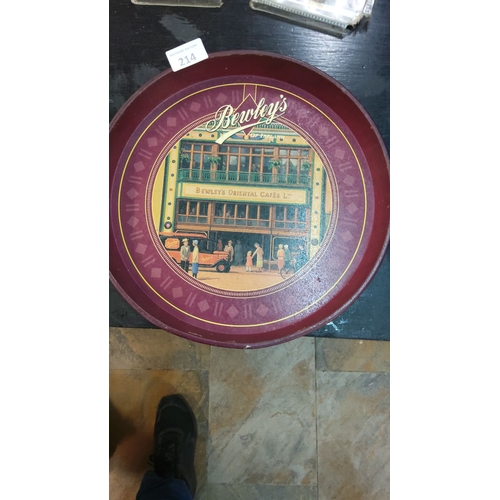 214 - Vintage Bewley’s advertising tin tray featuring a nostalgic streetscape of Bewley’s Oriental Cafés. ... 