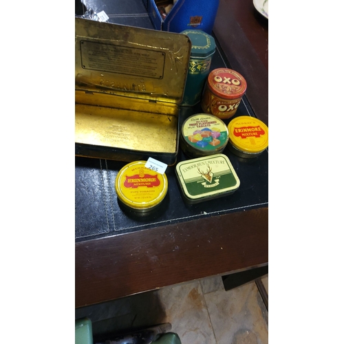 265 - Vintage tobacco and confectionery tin lot, including Murray's Erinmore Mixture, Exmoor Hunt Mixture,... 