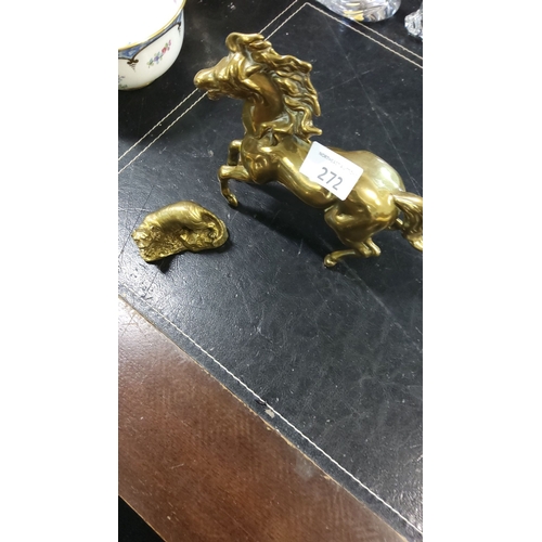 272 - Bronze horse and tiger figurines, finely cast with intricate detailing. The horse features dynamic m... 