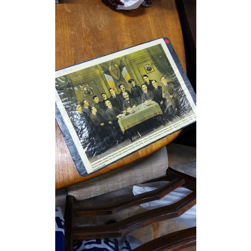 261 - Framed historical photograph on slate features the leaders gathering from the early 20th century.(al... 