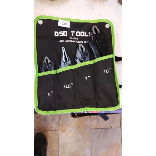 106 - DSD Tools 4-piece locking pliers set, model DS1266. Includes 5