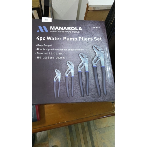 115 - Manarola 4pc Water Pump Pliers Set, drop-forged. Includes sizes 6