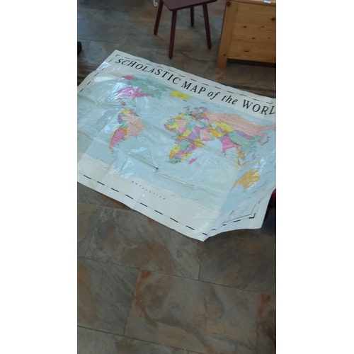 302 - Large 1995 Scholastic world map, colorful and detailed.