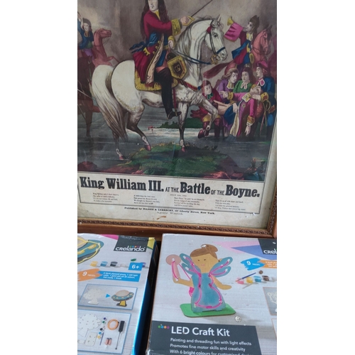 320 - Framed 19th-century chromolithograph of King William 111  at the Battle of the Boyne, published by H... 