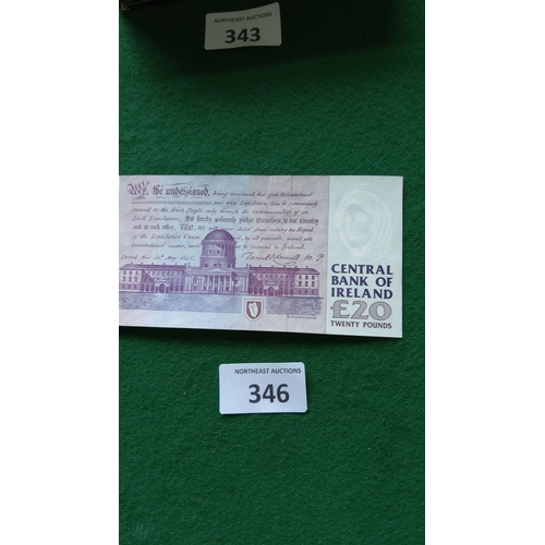 346 - Republic of Ireland £20 banknote, issued by the Central Bank of Ireland. Features Daniel O’Connell (... 