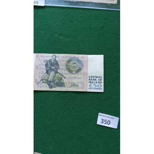 350 - Irish £50 banknote, Central Bank of Ireland. Features Douglas Hyde (1860–1949) and Celtic script des... 