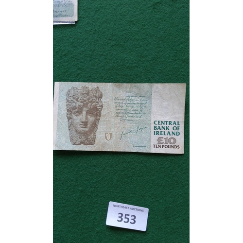 353 - Irish £10 banknote, Central Bank of Ireland, featuring James Joyce (1882-1941). Rich historical desi... 