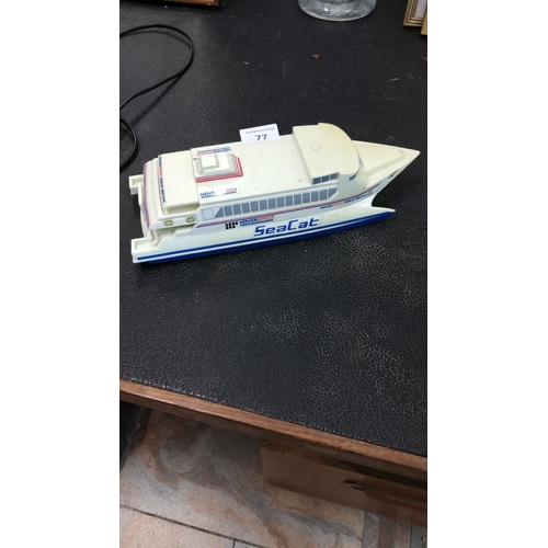 77 - Vintage HoverSpeed SeaCat model ferry, made of plastic with detailed decals.