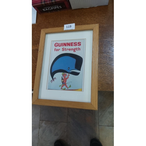 119 - Framed vintage-style Guinness advertisement, 