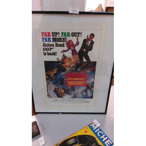 221 - Framed original movie poster for *On Her Majesty’s Secret Service* (1969), starring George Lazenby. ... 