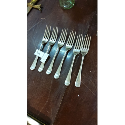 235 - Set of six silver dinner forks with classic tapered handles.(Emil Viner 1947)