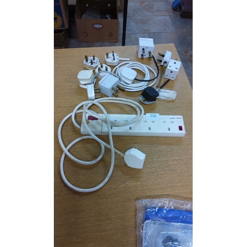 256 - Lot of ext leads,adaptors & plugs