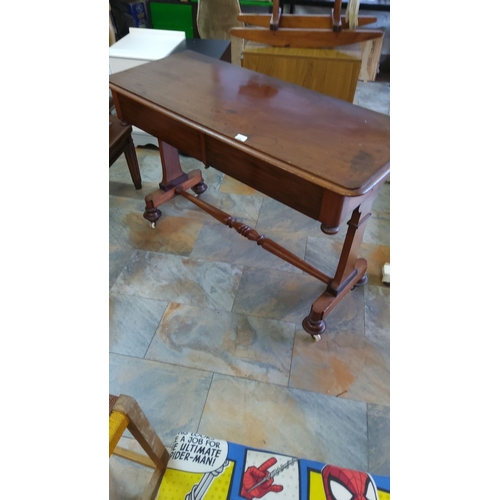 330 - Victorian mahogany console table on casters