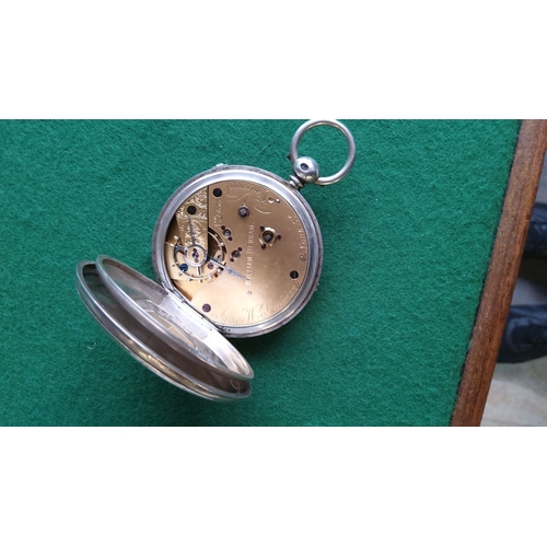 373 - Victorian sterling silver full hunter pocket watch by James Sweetman, Liverpool. This watch features... 