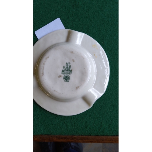 374 - Belleek Irish porcelain ashtray, featuring hand-painted shamrocks and intricate Celtic knot relief.