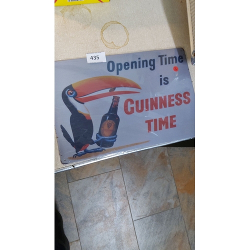 435 - Vintage Guinness tin advertising sign featuring the iconic toucan and slogan 