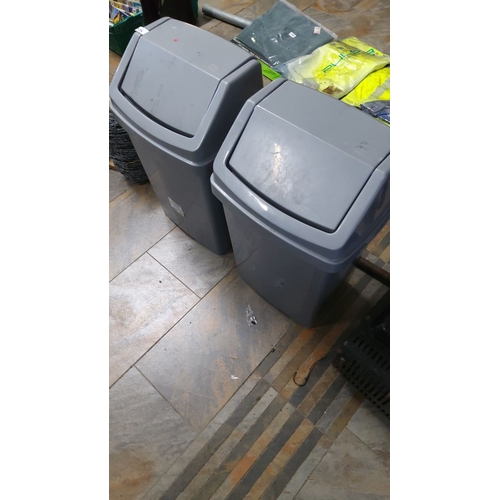 476 - 2 plastic kitchen bins with swing lids