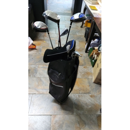 483 - Mixed Golf clubs in a durable black golf bag.