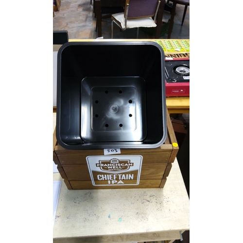 503 - Rustic Franciscan Well Chieftain IPA wooden framed ice bucket with double insets (immaculate)