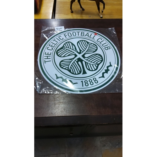 505 - Celtic Football Club tin sign features the iconic four-leaf clover logo and the founding year, 1888.