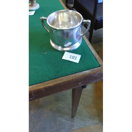 101 - Reed & Barton silver-plated dish and double-handled cup, both marked for Grace Line.