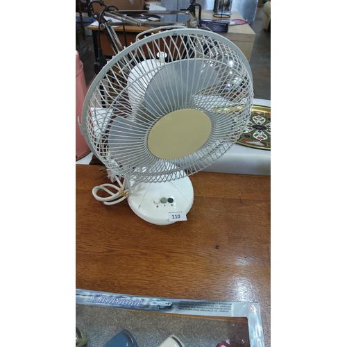 110 - Challenge FT23-P1 table fan, 230V, 28W. Compact design with adjustable speed settings.