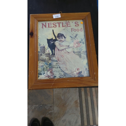 150 - Framed vintage Nestlé's Food advertising print. Early 20th-century illustration of a child with a bl... 