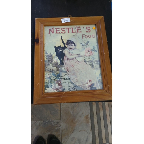 150 - Framed vintage Nestlé's Food advertising print. Early 20th-century illustration of a child with a bl... 