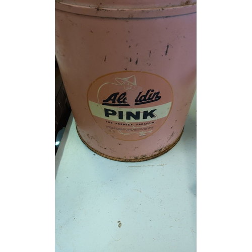 42 - Vintage Aladdin Pink paraffin fuel can. Metal construction with original branding, carrying handle, ... 