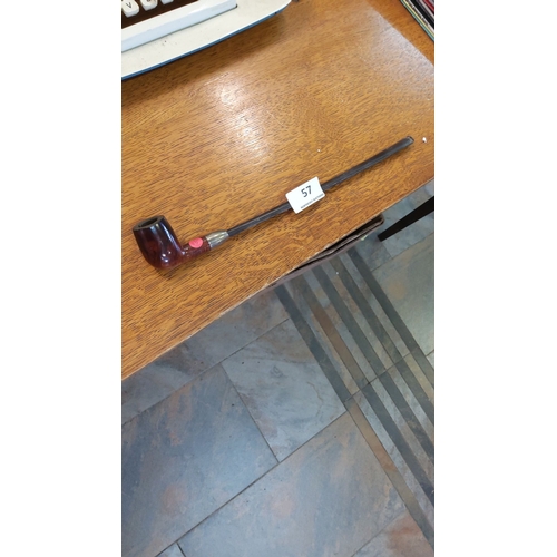 57 - Vintage long-stem estate pipe with a rich wooden bowl and electroplated silver mount. Hallmarked EP,... 