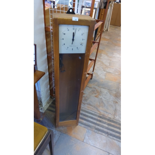 66 - Gledhill-Brook industrial time clock from the early-to-mid 20th century. Housed in a wooden case wit... 