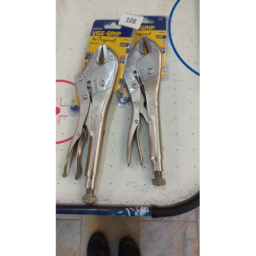 108 - Pair of Irwin Vise-Grip 10R 10-inch curved-jaw locking pliers