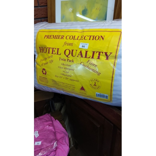 84 - Pack of two “Premier Collection” Hotel Quality fibre-filled pillows, non-allergenic hollowfibre, app... 