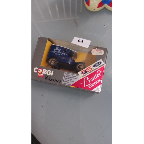 64 - Limited edition Corgi Classics diecast Ford Model T delivery van, blue Trafford Park Manchester live... 