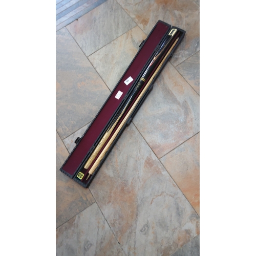 65 - Ash and composite two-piece snooker cue, butt bearing Ken Doherty facsimile signature, presented in ... 