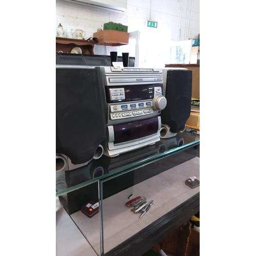 69 - Philips FW39C 3-CD mini hi-fi system with twin cassette deck, AM/FM tuner and paired bookshelf speak... 