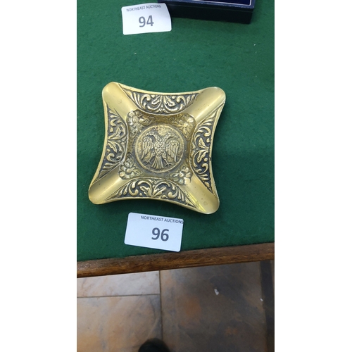 96 - Rare vintage Byzantium double headed eagle brass ashtray(possibly masonic)
