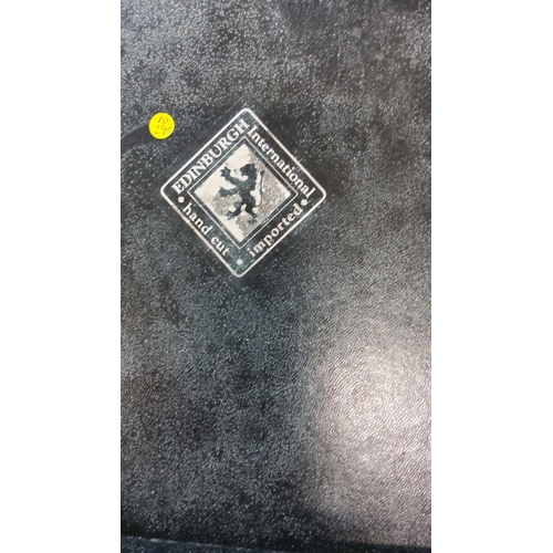 19 - Set of 6 hand-cut crystal cordial glasses by Edinburgh International, diamond-cut bowls on waisted k... 