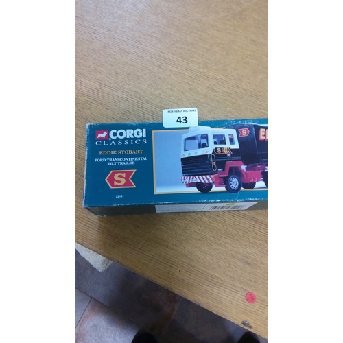 43 - Boxed Corgi Classics die-cast model no. 23101, “Eddie Stobart” Ford Transcontinental tilt-trailer ar... 